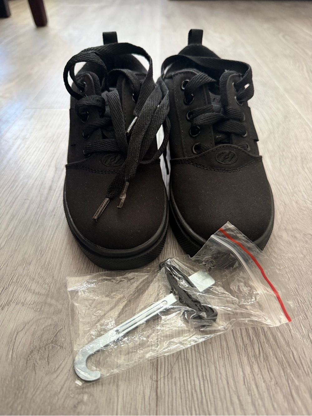 Kids Black Canvas Lace-Up Heelys